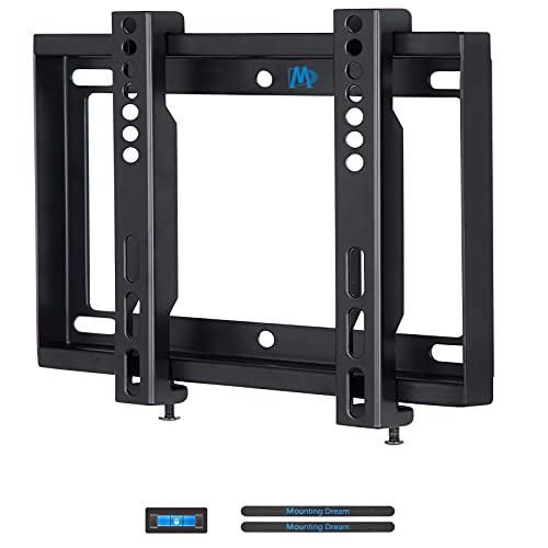 Mounting Dream Ultra Slim TV Wall Mount TV Bracket for Most 17-42 Inch Flat Screen LED, LCD TV, Fixed TV Mount for VESA 50X50 to 200x200mm, 66 lbs, 8”/Single Stud, Flush Low Profile Wall Mount MD2351