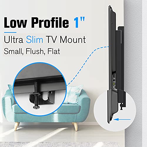 Mounting Dream Ultra Slim TV Wall Mount TV Bracket for Most 17-42 Inch Flat Screen LED, LCD TV, Fixed TV Mount for VESA 50X50 to 200x200mm, 66 lbs, 8”/Single Stud, Flush Low Profile Wall Mount MD2351