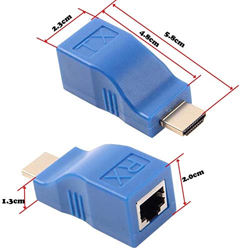 HDMI Extender,HDMI to RJ45 Network Cable Extender Converter Repeater Over Cat 5e /6 1080p up to 30m Extender for HDTV PS4 STB , Request Pure Copper Cat 5e /6 Wire- Not Support HDCP