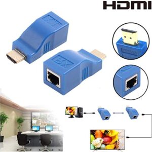 HDMI Extender,HDMI to RJ45 Network Cable Extender Converter Repeater Over Cat 5e /6 1080p up to 30m Extender for HDTV PS4 STB , Request Pure Copper Cat 5e /6 Wire- Not Support HDCP