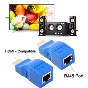 HDMI Extender,HDMI to RJ45 Network Cable Extender Converter Repeater Over Cat 5e /6 1080p up to 30m Extender for HDTV PS4 STB , Request Pure Copper Cat 5e /6 Wire- Not Support HDCP