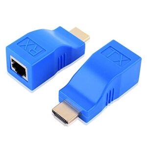 HDMI Extender,HDMI to RJ45 Network Cable Extender Converter Repeater Over Cat 5e /6 1080p up to 30m Extender for HDTV PS4 STB , Request Pure Copper Cat 5e /6 Wire- Not Support HDCP