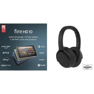 tablet bundle: includes amazon fire hd 10 tablet, 10.1″, 1080p full hd, 64 gb (black) & made for amazon active noise cancelling bluetooth headphones (black)