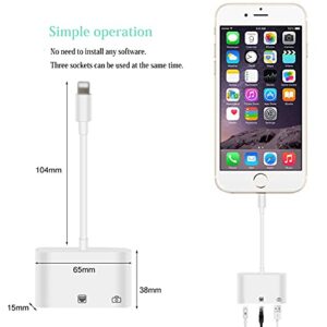 Lightning to Ethernet Adapter, [Apple MFi Certified] 3 in 1 Network Adapter Compatible with Mobile Phone Pad to USB Camera Adapter/SD Card Reader/USB OTG Adapter High-Speed(White)