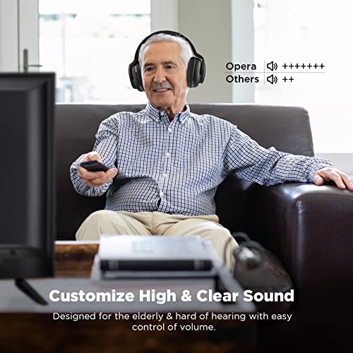 vibeadio E9 Wireless Headphones for TV Watching with 2.4GHz RF Transmitter Dock, Low Delay, Comfortable Over Ear TV Headphones with Bluetooth 5.0, Superb Clear&High Sound for Seniors, Plug & Play