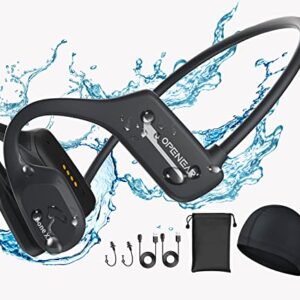 Bone Conduction Waterproof Bluetooth Headphones Ultralight Swimming HeadphonesIP68 Waterproof Bluetooth 5.2 Open Ear Wireless Sports Headset with MP3 Play 16G Memory for Running Swimming (Black)