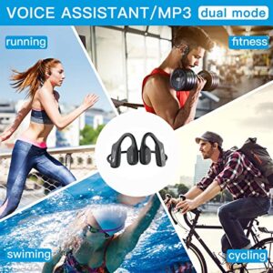 Bone Conduction Waterproof Bluetooth Headphones Ultralight Swimming HeadphonesIP68 Waterproof Bluetooth 5.2 Open Ear Wireless Sports Headset with MP3 Play 16G Memory for Running Swimming (Black)