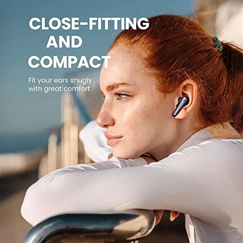 UGREEN HiTune T1 Wireless Earbuds with 4 Microphones, HiFi Stereo Bluetooth Earphones with Deep Bass Mode, ENC Noise Cancelling for Clear Calls, Touch Control, IPX5 Waterproof, 24H Playtime, Black