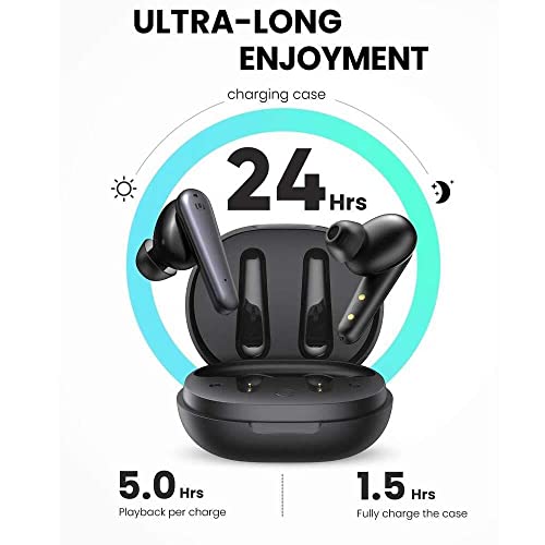 UGREEN HiTune T1 Wireless Earbuds with 4 Microphones, HiFi Stereo Bluetooth Earphones with Deep Bass Mode, ENC Noise Cancelling for Clear Calls, Touch Control, IPX5 Waterproof, 24H Playtime, Black