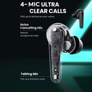 UGREEN HiTune T1 Wireless Earbuds with 4 Microphones, HiFi Stereo Bluetooth Earphones with Deep Bass Mode, ENC Noise Cancelling for Clear Calls, Touch Control, IPX5 Waterproof, 24H Playtime, Black