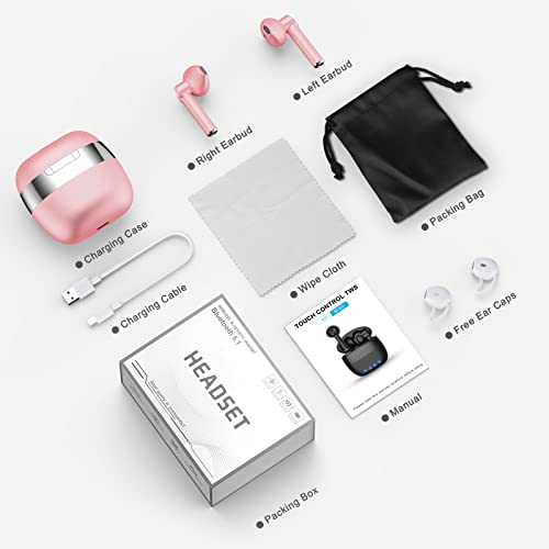 ZBC 2 Packs (Purple + Metal Pink) Wireless Earbuds Bluetooth 5.2 IPX6 Waterproof 30H Playtime True Stereo Headphones for iPhone Android with Charging Case in-Ear Earphones Headset Mic Hi-Fi Sound