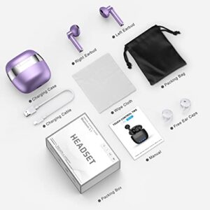 ZBC 2 Packs (Purple + Metal Pink) Wireless Earbuds Bluetooth 5.2 IPX6 Waterproof 30H Playtime True Stereo Headphones for iPhone Android with Charging Case in-Ear Earphones Headset Mic Hi-Fi Sound