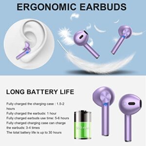 ZBC 2 Packs (Purple + Metal Pink) Wireless Earbuds Bluetooth 5.2 IPX6 Waterproof 30H Playtime True Stereo Headphones for iPhone Android with Charging Case in-Ear Earphones Headset Mic Hi-Fi Sound