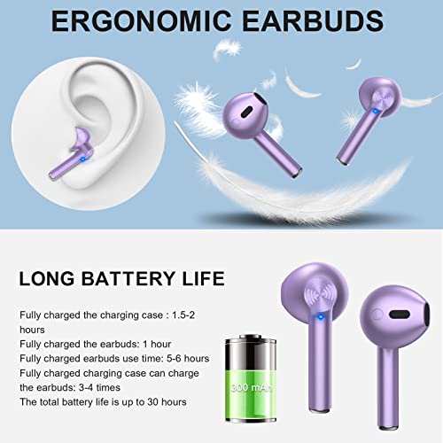 ZBC 2 Packs (Purple + Metal Pink) Wireless Earbuds Bluetooth 5.2 IPX6 Waterproof 30H Playtime True Stereo Headphones for iPhone Android with Charging Case in-Ear Earphones Headset Mic Hi-Fi Sound