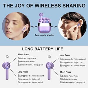 ZBC 2 Packs (Purple + Metal Pink) Wireless Earbuds Bluetooth 5.2 IPX6 Waterproof 30H Playtime True Stereo Headphones for iPhone Android with Charging Case in-Ear Earphones Headset Mic Hi-Fi Sound