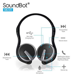 SoundBot SB360 Bluetooth Car Kit + SB221 HD Bluetooth Headset, Wireless Talking & Music Streaming Dongle w/ USB Charger Aux, HD Sports-Active Headphone Sweat Resistant Ergonomic Secure-Fit Design