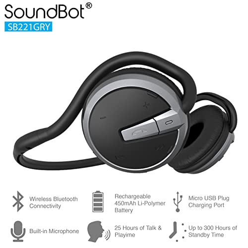 SoundBot SB360 Bluetooth Car Kit + SB221 HD Bluetooth Headset, Wireless Talking & Music Streaming Dongle w/ USB Charger Aux, HD Sports-Active Headphone Sweat Resistant Ergonomic Secure-Fit Design