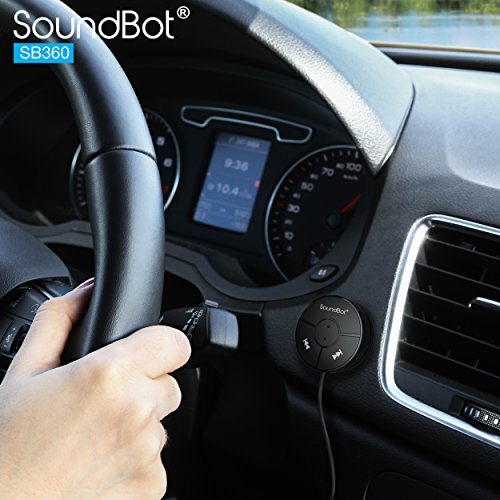 SoundBot SB360 Bluetooth Car Kit + SB221 HD Bluetooth Headset, Wireless Talking & Music Streaming Dongle w/ USB Charger Aux, HD Sports-Active Headphone Sweat Resistant Ergonomic Secure-Fit Design