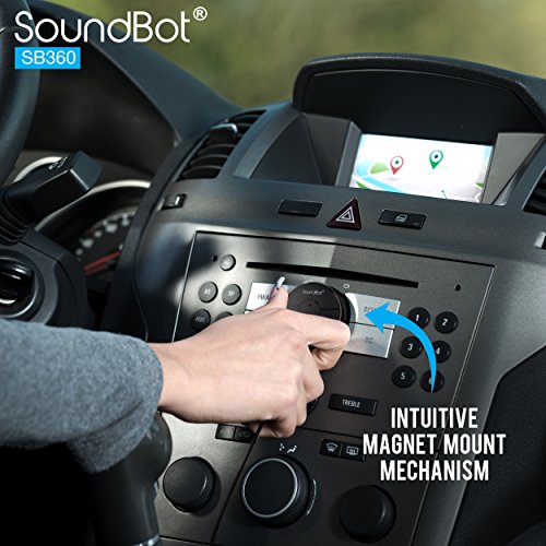 SoundBot SB360 Bluetooth Car Kit + SB221 HD Bluetooth Headset, Wireless Talking & Music Streaming Dongle w/ USB Charger Aux, HD Sports-Active Headphone Sweat Resistant Ergonomic Secure-Fit Design