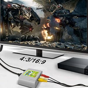 Dingsun RCA to HDMI Converter, V22B Mini RCA/ Composite/ CVBS/ AV to HDMI Video Audio Converter Adapter 1080P Supports 4:3/16:9 switche Compatible Xbox/ PS2/ WII/ SNES/ N64/ VHS/ VCR/ DVD ect.