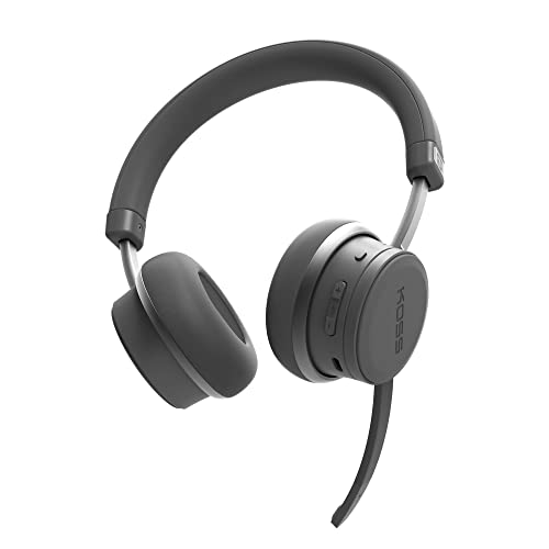 Koss CS340BT QZ Wireless Bluetooth On-Ear Communication Headset, Active Noise Cancellation, On-Board Controls, Black