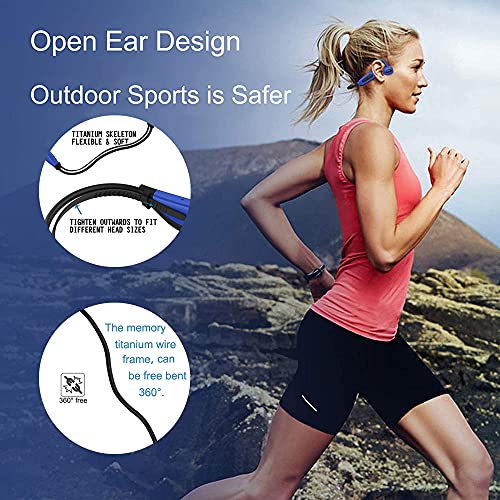 Wireless Bone Conduction Headphones Bluetooth V5.0 Waterproof IPX8 Titanium Alloy Open-Ear Sport Bluetooth Headset Built-in 16GB MP3 Player for Swimming, Diving Water, Gym, Spa and Outdoor Sports