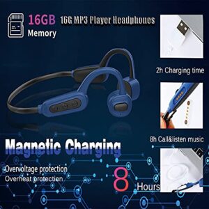 Wireless Bone Conduction Headphones Bluetooth V5.0 Waterproof IPX8 Titanium Alloy Open-Ear Sport Bluetooth Headset Built-in 16GB MP3 Player for Swimming, Diving Water, Gym, Spa and Outdoor Sports