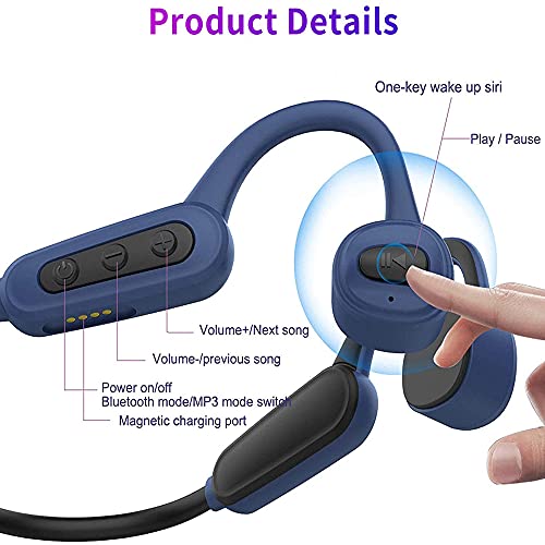 Wireless Bone Conduction Headphones Bluetooth V5.0 Waterproof IPX8 Titanium Alloy Open-Ear Sport Bluetooth Headset Built-in 16GB MP3 Player for Swimming, Diving Water, Gym, Spa and Outdoor Sports