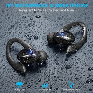 Wireless Earbud, Sport Bluetoth 5.1 Earbud, Wireless Earphones with Detachable Earhook, HiFi Sound Noise Cancelling Bluetoth Earphones with Mic, 35H Playtime, IP7 Waterproof Headphones for Sport