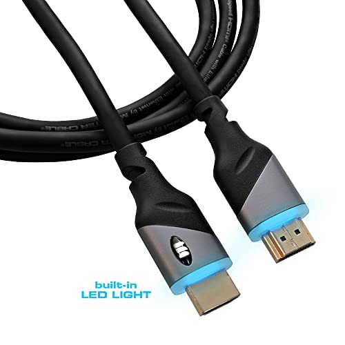 Monster 6ft High Speed 4K Hdr Hdmi Cable with Built-in Blue Led Light, Gaming, Video, and Computer