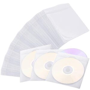 600pcs cd dvd sleeves, fulandl premium cd double-sided refill plastic sleeve for cd and dvd storage binders (white)