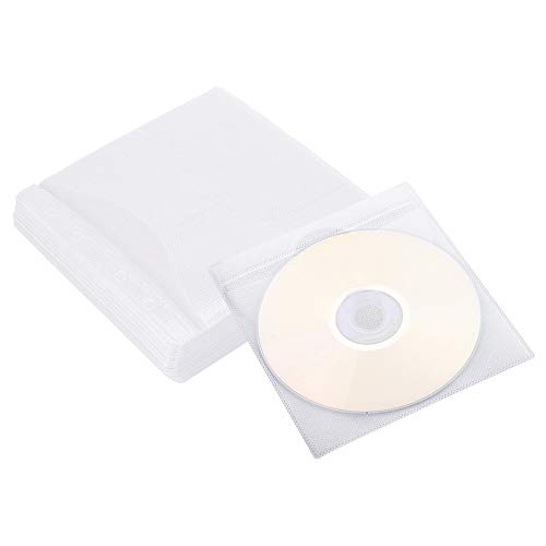 600PCS CD DVD Sleeves, FULANDL Premium CD Double-Sided Refill Plastic Sleeve for CD and DVD Storage Binders (White)