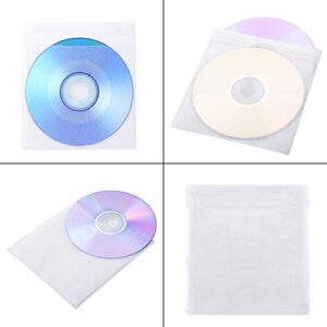 600PCS CD DVD Sleeves, FULANDL Premium CD Double-Sided Refill Plastic Sleeve for CD and DVD Storage Binders (White)