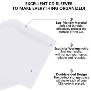 600PCS CD DVD Sleeves, FULANDL Premium CD Double-Sided Refill Plastic Sleeve for CD and DVD Storage Binders (White)