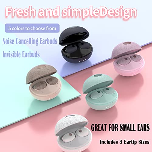 Xmenha True Wireless Noise Cancelling Earbuds Small Smallest Tiny Mini Invisible Earbuds Hidden for Small Ears Invisible Headphones in Ear Hidden Headphones Work