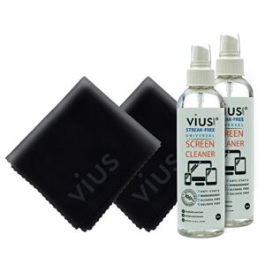 screen cleaner kit – vius premium screen cleaner spray for lcd led tvs, laptops, tablets, monitors, phones, and other electronic screens – gently cleans fingerprints, dust, oil (2oz travel)