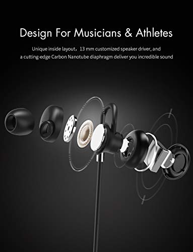 VEENAX Pogo Wireless Headphones, Bluetooth Sport Earphones, Fitness Earbuds with Mic, Magnetic and Super Bass, 8H Playtime, Sweatproof, in Ear Stereo Headset for iPhone iPad iPod Phone MP3, Black