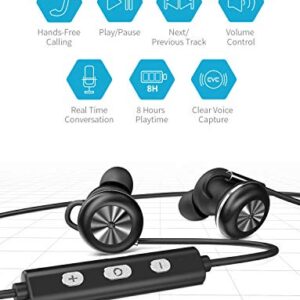 VEENAX Pogo Wireless Headphones, Bluetooth Sport Earphones, Fitness Earbuds with Mic, Magnetic and Super Bass, 8H Playtime, Sweatproof, in Ear Stereo Headset for iPhone iPad iPod Phone MP3, Black