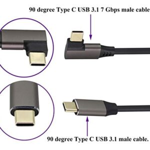 AAOTOKK 90 Degree USB 3.1 Type c to Type C Cable 60W&3A Right & Left Angled 3.1 USB Type C Male Extension Cable Supports Charging,Data,Audio,Video Cable for Laptop&Tablet&Mobile Phone.(0.3M/1Ft)