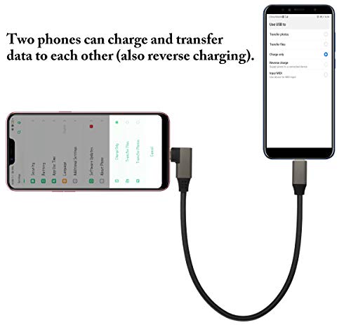 AAOTOKK 90 Degree USB 3.1 Type c to Type C Cable 60W&3A Right & Left Angled 3.1 USB Type C Male Extension Cable Supports Charging,Data,Audio,Video Cable for Laptop&Tablet&Mobile Phone.(0.3M/1Ft)