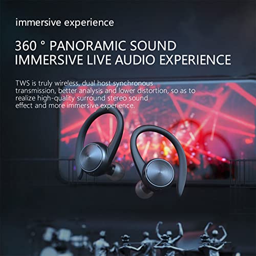 Wireless Earbuds, Bluetooth 5.0 Headphones with Mic, Ear Earphones with Earhook, Digital Led Display Charging Case, Deep Bass Sound Headset for Sport Gym