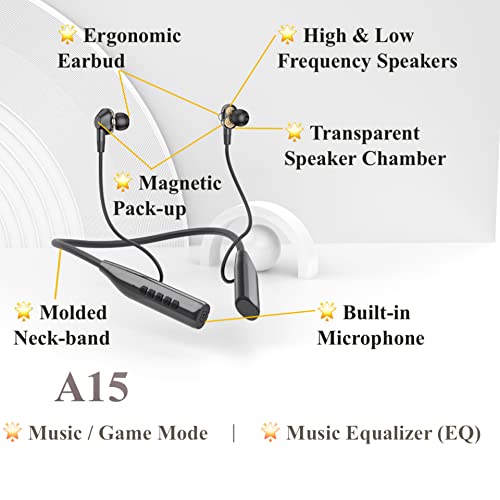 CATHERMENGO Multi Speakers Wireless Bluetooth Headphones, Neckband Headset with Built-in Noise Cancelling Microphone, Hi-Fi Stereo Gaming Running Earbuds