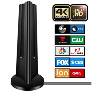 tv antenna, 2022 newest hdtv indoor digital tv antenna 130 miles range with amplifier signal booster 4k hd free local channels support all television -10ft high performance coax cable