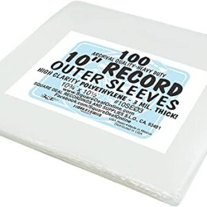 100 Plastic Outer Sleeves for 10" Vinyl Records #10SE03 - High Clarity - Protect the Record Jacket & Protect Against Dust! 3 MIL THICK! (Albums / Outersleeves)