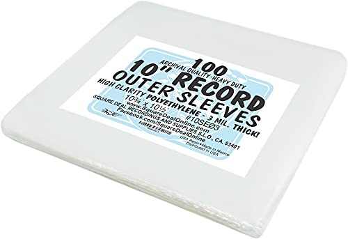 100 Plastic Outer Sleeves for 10" Vinyl Records #10SE03 - High Clarity - Protect the Record Jacket & Protect Against Dust! 3 MIL THICK! (Albums / Outersleeves)