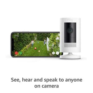 All New Echo 4th Gen with Ring Stick Up Cam Battery White