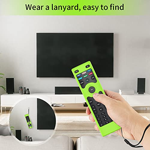 TOLUOHU [2PCS] Protective Case Cover for VIZIO XRT140 Smart TV Remote Control,Anti-Slip Shockproof Silicone Remote Case Holder for XRT140 LED HD TV Remote with Lanyard (Glow Blue+Glow Green)