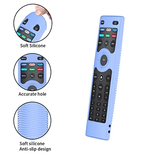 TOLUOHU [2PCS] Protective Case Cover for VIZIO XRT140 Smart TV Remote Control,Anti-Slip Shockproof Silicone Remote Case Holder for XRT140 LED HD TV Remote with Lanyard (Glow Blue+Glow Green)