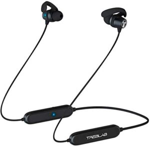 treblab n8 – magnetic neckband bluetooth earphones | 7h playtime, lightweight, ipx5 | noise canceling wireless headphones w/mic | magnetic bluetooth earbuds for running, workout, sports, gym (black)