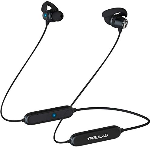 TREBLAB N8 – Magnetic Neckband Bluetooth Earphones | 7H Playtime, Lightweight, IPX5 | Noise Canceling Wireless Headphones w/Mic | Magnetic Bluetooth Earbuds for Running, Workout, Sports, Gym (Black)